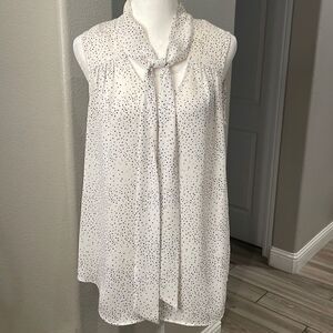 Daniel Rainn Polka Dot Sleeveless Top with Necktie Size Small